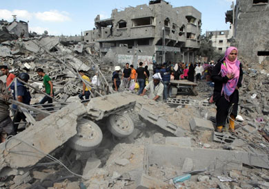 آثار التدمير في غزة عقب القصف الاسرائيلي